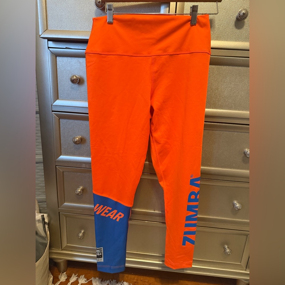 Zumba Fitness Vibrant Orange and Blue Leggings